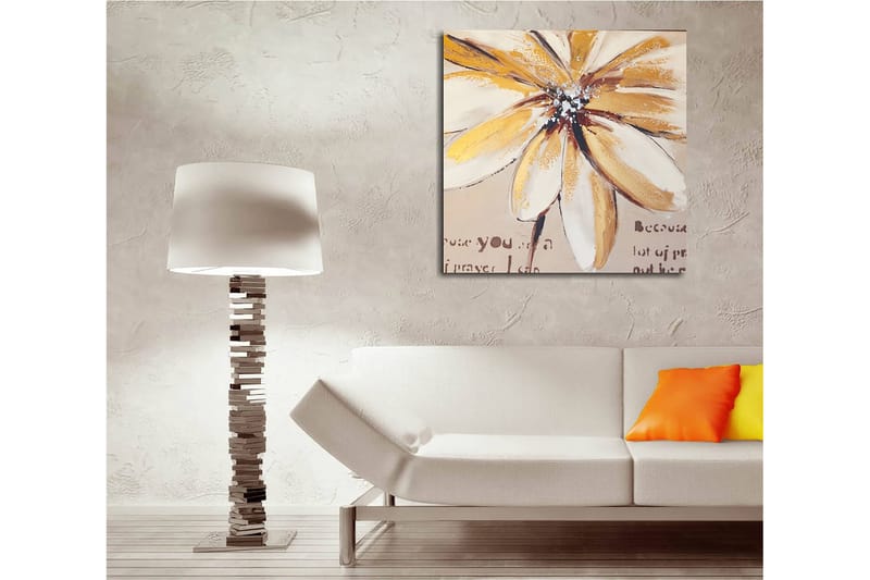 Lerretsbilde 45x45 cm - Storslått blomst med gule og beige toner - Gul / Beige / Brun - Innredning - Bilder & kunst - Lerretsbilder