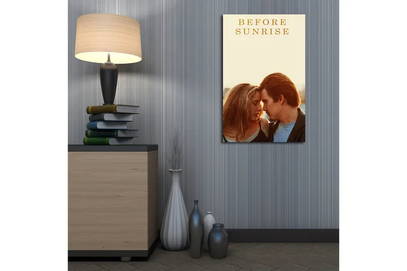 Lerretsbilde 45x70 cm - Romantisk nærbilde av to personer som deler et intimt øyeblikk - Lys beige / Brun / Hudtone - Innredning - Bilder & kunst - Lerretsbilder