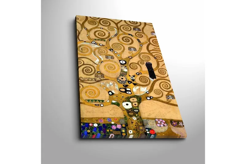 Lerretsbilde 45x70 cm - Spiraltrekomposisjon med dekorative elementer - Gull / Brun / Svart - Innredning - Bilder & kunst - Lerretsbilder