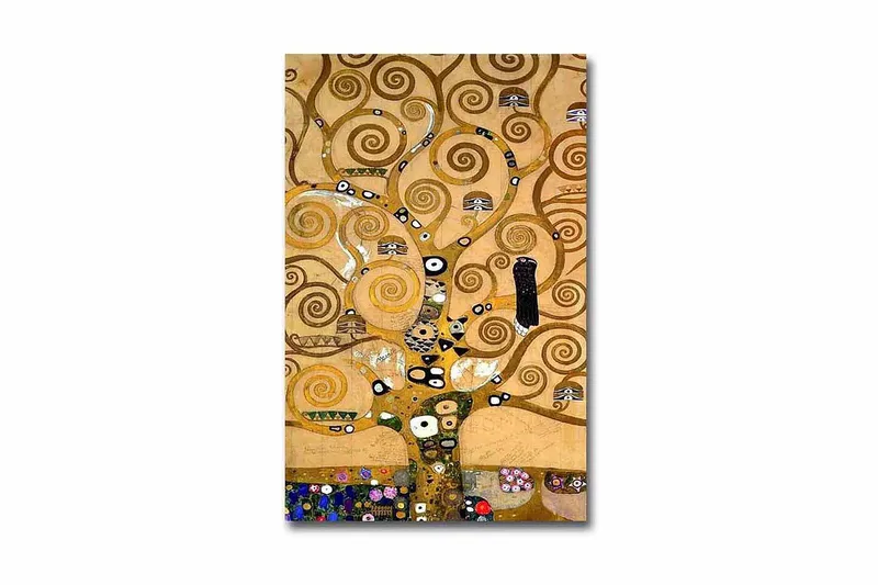 Lerretsbilde 45x70 cm - Spiraltrekomposisjon med dekorative elementer - Gull / Brun / Svart - Innredning - Bilder & kunst - Lerretsbilder