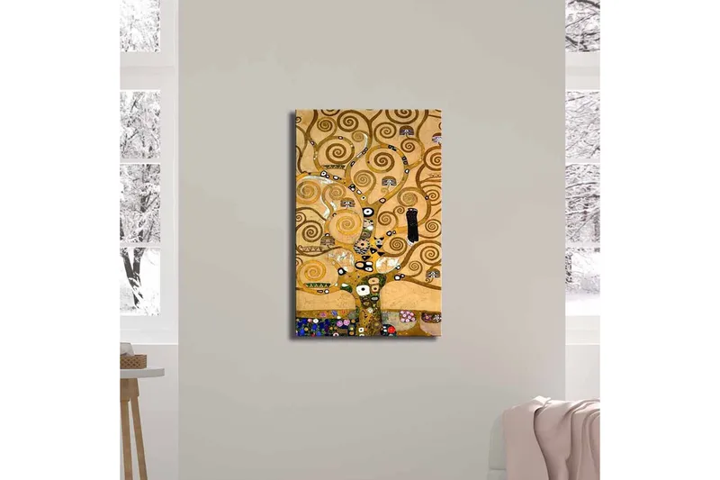 Lerretsbilde 45x70 cm - Spiraltrekomposisjon med dekorative elementer - Gull / Brun / Svart - Innredning - Bilder & kunst - Lerretsbilder