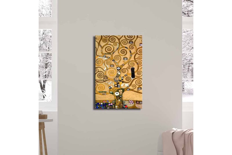 Lerretsbilde 45x70 cm - Spiraltrekomposisjon med dekorative elementer - Gull / Brun / Svart - Innredning - Bilder & kunst - Lerretsbilder