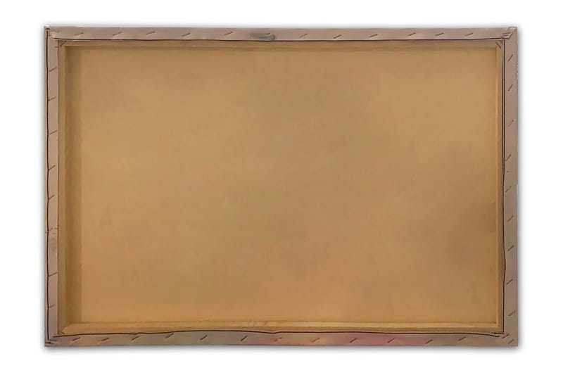 Lerretsbilde 70x100 cm - Abstrakt bysilhuett med fargerike elementer og refleksjoner - Blå / Lilla / Oransje - Innredning - Bilder & kunst - Lerretsbilder