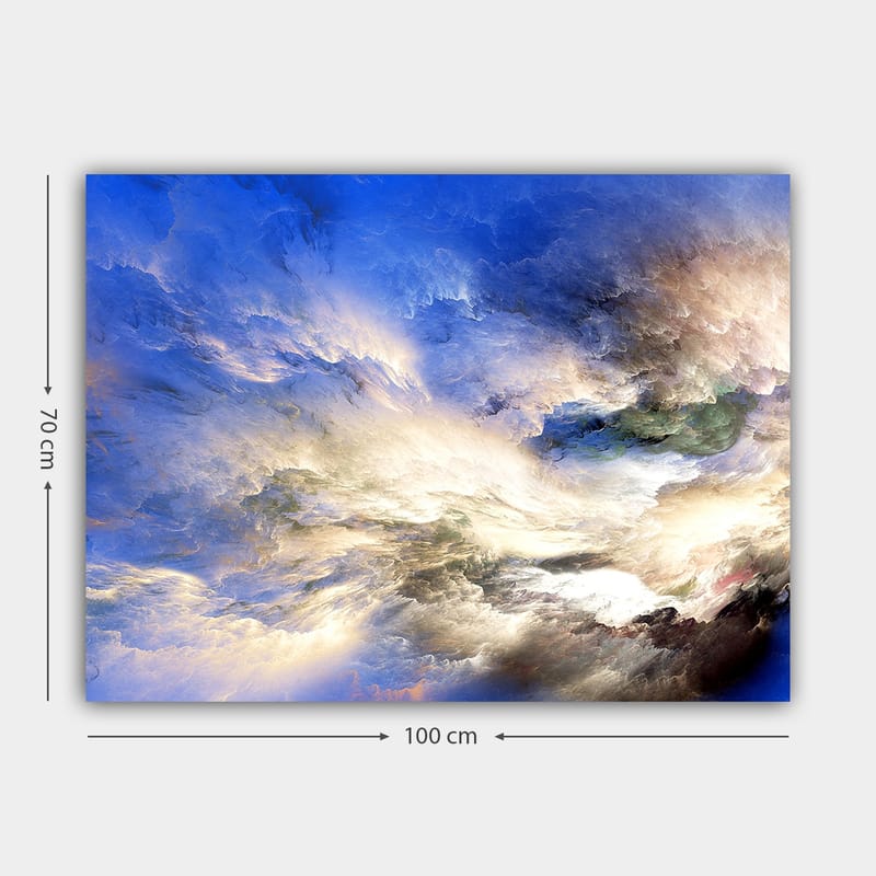 Lerretsbilde 70x100 cm - Abstrakt himmel med dramatiske skyformasjoner i forskjellige nyanser - Blå / Hvit / Grønn - Innredning - Bilder & kunst - Lerretsbilder