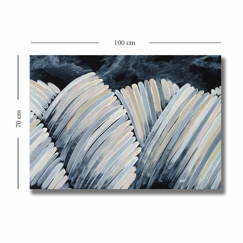 Lerretsbilde 70x100 cm - Abstrakt komposisjon av bølgende former i svart-hvitt - Svart / Hvit / Grå - Innredning - Bilder & kunst - Lerretsbilder