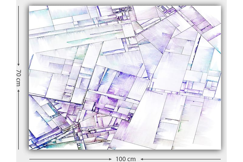 Lerretsbilde 70x100 cm - Abstrakt komposisjon av geometriske former i myke nyanser - Lilla / Hvit / Lyseblå - Innredning - Bilder & kunst - Lerretsbilder