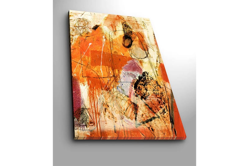 Lerretsbilde 70x100 cm - Abstrakt komposisjon med dominerende oransje og røde toner som skaper en energisk følelse - Oransje / Rød / Lys beige - Innredning - Bilder & kunst - Lerretsbilder