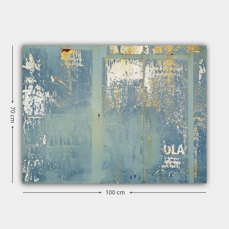 Lerretsbilde 70x100 cm - Abstrakt komposisjon med elementer av blå nyanser og tekstur - Blå / Hvit / Gull - Innredning - Bilder & kunst - Lerretsbilder