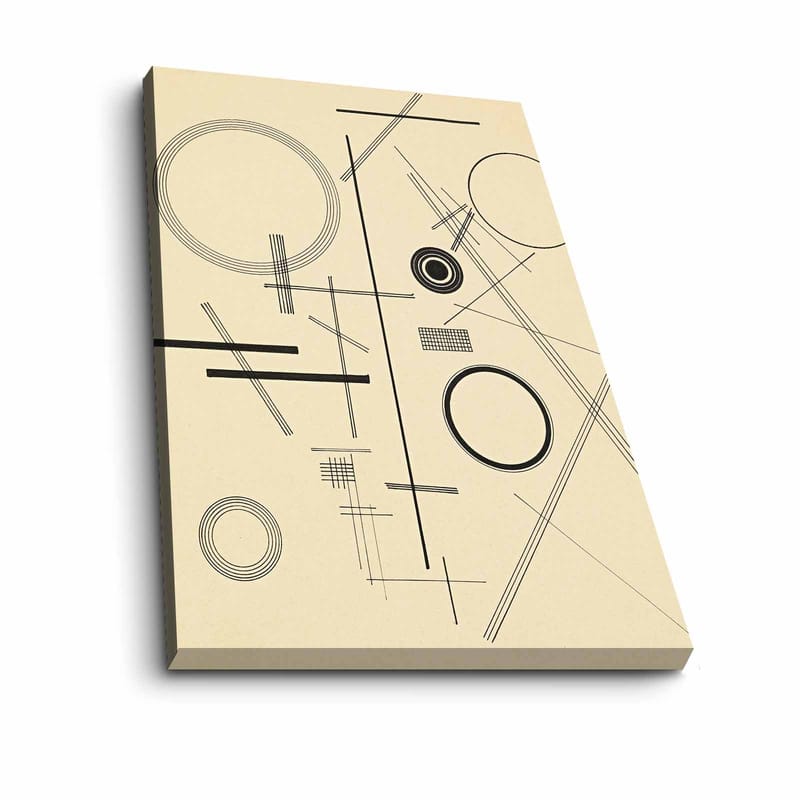 Lerretsbilde 70x100 cm - Abstrakt komposisjon med geometriske former og linjer - Beige / Svart - Innredning - Bilder & kunst - Lerretsbilder