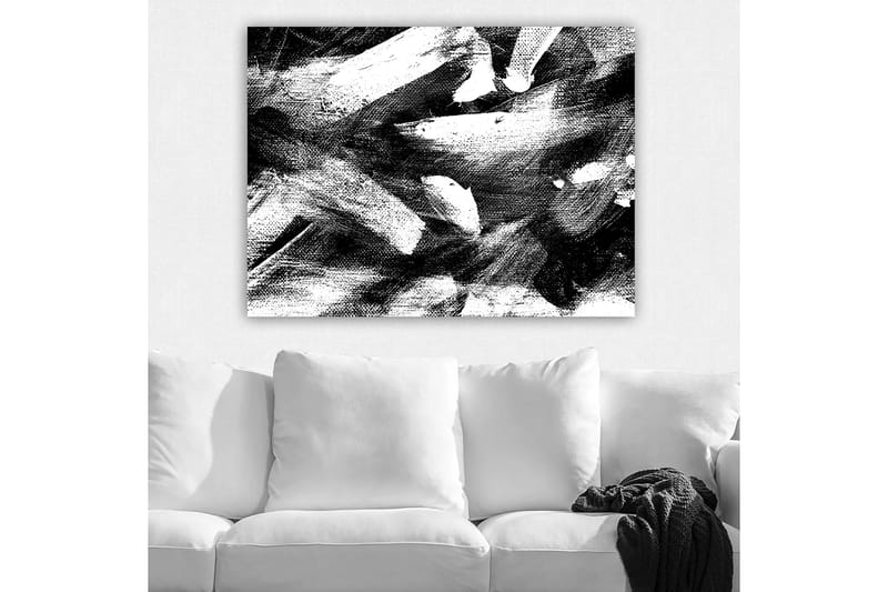 Lerretsbilde 70x100 cm - Abstrakt komposisjon med kraftige svart-hvite penselstrøk - Svart / Hvit - Innredning - Bilder & kunst - Lerretsbilder