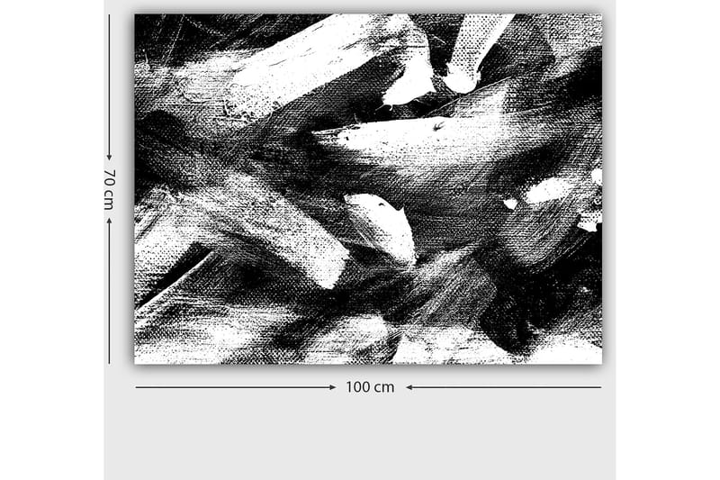 Lerretsbilde 70x100 cm - Abstrakt komposisjon med kraftige svart-hvite penselstrøk - Svart / Hvit - Innredning - Bilder & kunst - Lerretsbilder
