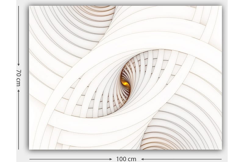 Lerretsbilde 70x100 cm - Abstrakt komposisjon med spiraler som skaper en illusjon av dybde og bevegelse - Hvit / Beige / Gull - Innredning - Bilder & kunst - Lerretsbilder