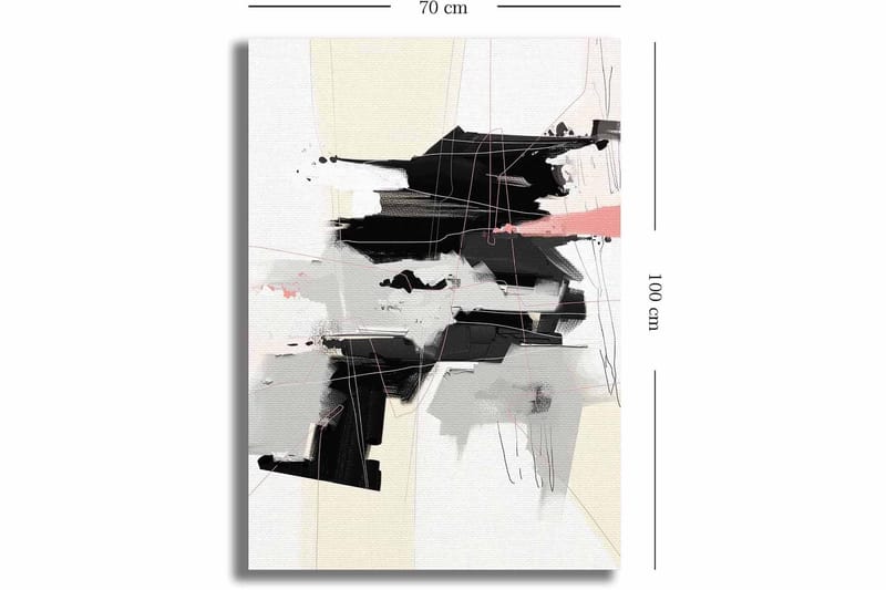Lerretsbilde 70x100 cm - Abstrakt komposisjon med svarte og grå former som skaper en dynamisk bevegelse - Svart / Grå / Beige - Innredning - Bilder & kunst - Lerretsbilder