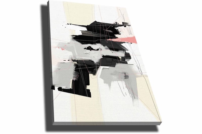 Lerretsbilde 70x100 cm - Abstrakt komposisjon med svarte og grå former som skaper en dynamisk bevegelse - Svart / Grå / Beige - Innredning - Bilder & kunst - Lerretsbilder