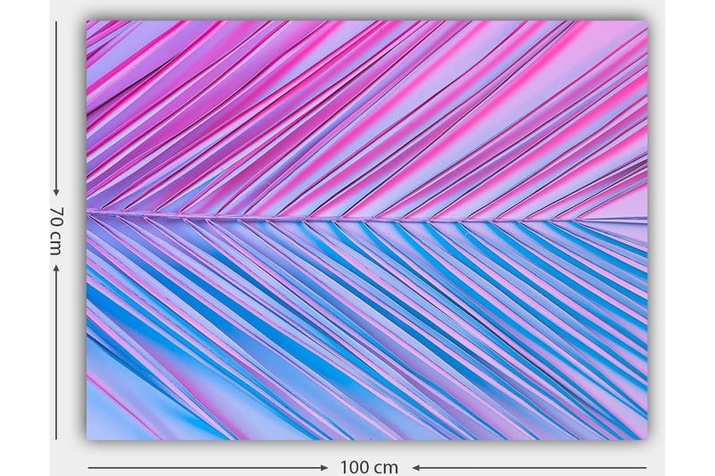 Lerretsbilde 70x100 cm - Abstrakt kunstverk med diagonale linjer i rosa og blå toner - Rosa / Blå - Innredning - Bilder & kunst - Lerretsbilder