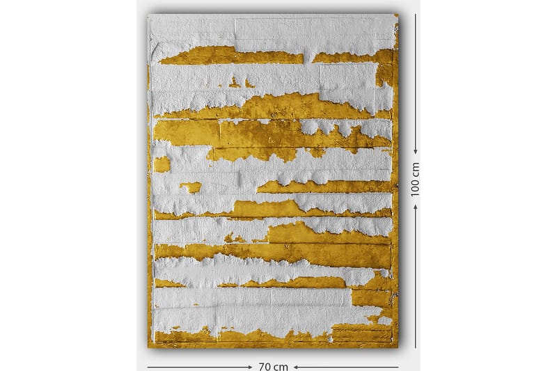 Lerretsbilde 70x100 cm - Abstrakt kunstverk med gull- og hvitfargede linjer som skaper en dynamisk tekstur - Gull / Hvit - Innredning - Bilder & kunst - Lerretsbilder