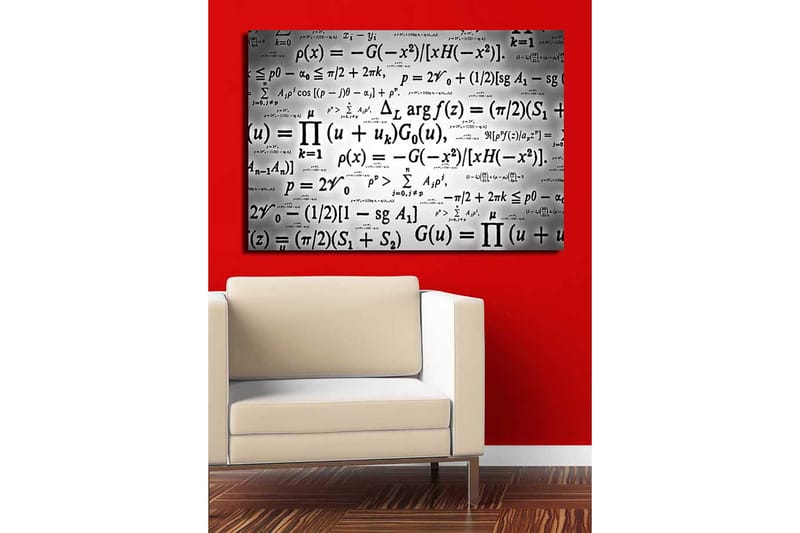 Lerretsbilde 70x100 cm - Abstrakt kunstverk med matematiske formler og symboler i svart-hvitt - Svart / Hvit - Innredning - Bilder & kunst - Lerretsbilder