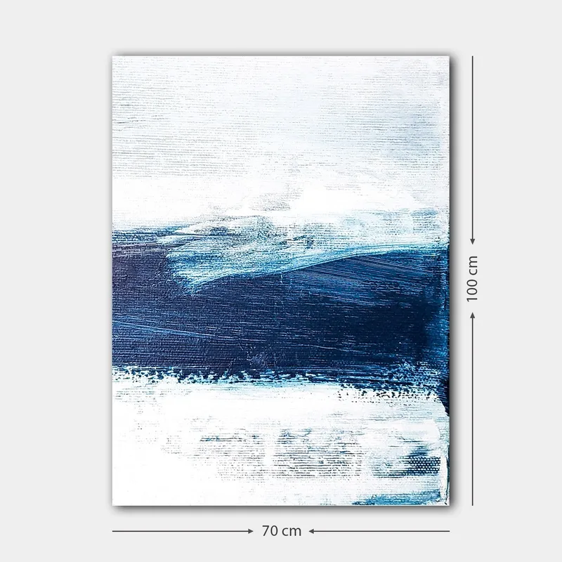 Lerretsbilde 70x100 cm - Abstrakt landskap med blå og hvite nyanser som skaper en følelse av dybde og bevegelse - Mørk blå / Lys blå / Hvit - Innredning - Bilder & kunst - Lerretsbilder