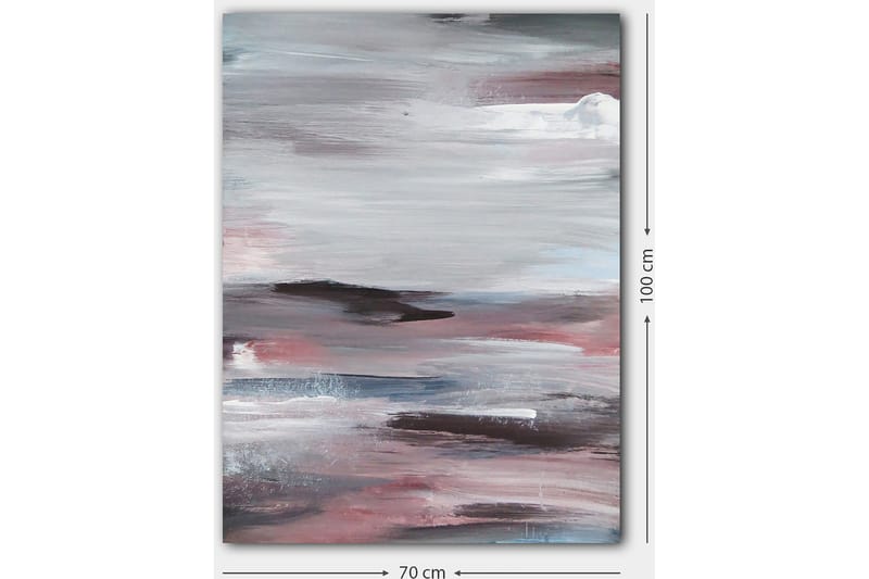 Lerretsbilde 70x100 cm - Abstrakt landskap med myke, flytende former og dempede farger - Grå / Rosa / Hvit - Innredning - Bilder & kunst - Lerretsbilder