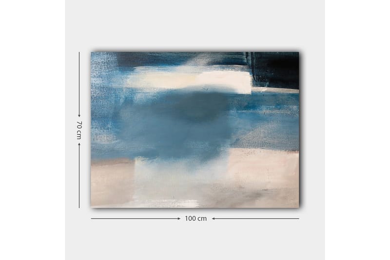 Lerretsbilde 70x100 cm - Abstrakt landskap med myke blå nyanser og lyse elementer - Mørk blå / Lys blå / Hvit - Innredning - Bilder & kunst - Lerretsbilder