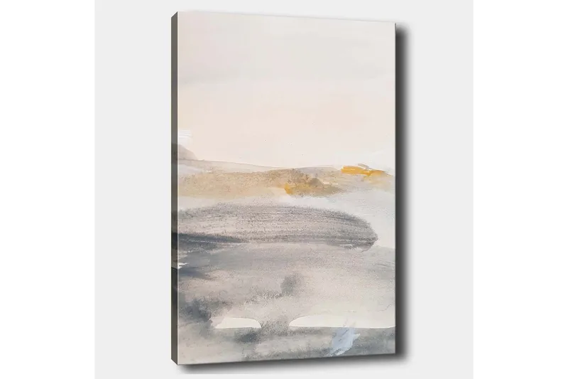 Lerretsbilde 70x100 cm - Abstrakt landskap med myke fargeoverganger - Grå / Beige / Lys blå - Innredning - Bilder & kunst - Lerretsbilder
