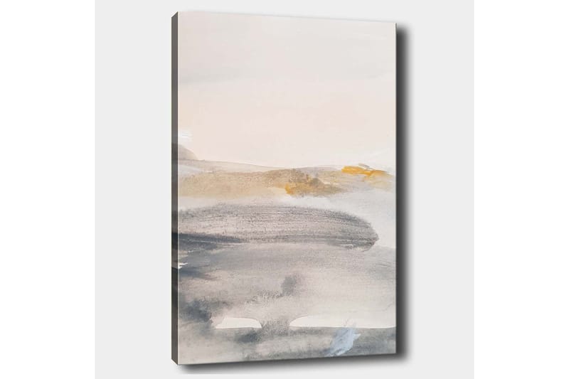 Lerretsbilde 70x100 cm - Abstrakt landskap med myke fargeoverganger - Grå / Beige / Lys blå - Innredning - Bilder & kunst - Lerretsbilder