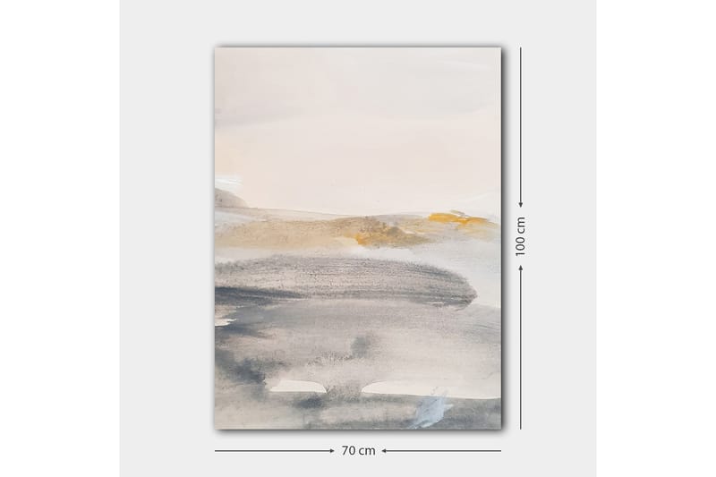 Lerretsbilde 70x100 cm - Abstrakt landskap med myke fargeoverganger - Grå / Beige / Lys blå - Innredning - Bilder & kunst - Lerretsbilder