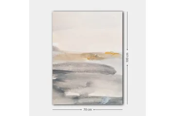 Lerretsbilde 70x100 cm - Abstrakt landskap med myke fargeoverganger - Grå / Beige / Lys blå - Innredning - Bilder & kunst - Lerretsbilder