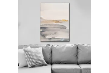 Lerretsbilde 70x100 cm - Abstrakt landskap med myke fargeoverganger - Grå / Beige / Lys blå - Innredning - Bilder & kunst - Lerretsbilder