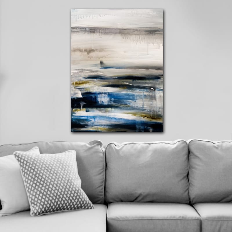 Lerretsbilde 70x100 cm - Abstrakt landskap med myke fargeoverganger i blått og grått - Blå / Grå / Beige - Innredning - Bilder & kunst - Lerretsbilder