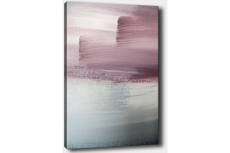 Lerretsbilde 70x100 cm - Abstrakt landskap med myke fargeoverganger i rosa og blå nyanser - Rosa / Blå / Grå - Innredning - Bilder & kunst - Lerretsbilder