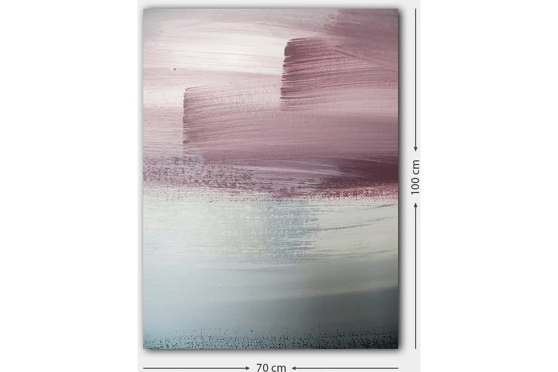 Lerretsbilde 70x100 cm - Abstrakt landskap med myke fargeoverganger i rosa og blå nyanser - Rosa / Blå / Grå - Innredning - Bilder & kunst - Lerretsbilder