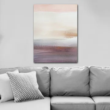 Lerretsbilde 70x100 cm - Abstrakt landskap med myke fargeoverganger i pastellfarger - Lys rosa / Beige / Lilla - Innredning - Bilder & kunst - Lerretsbilder