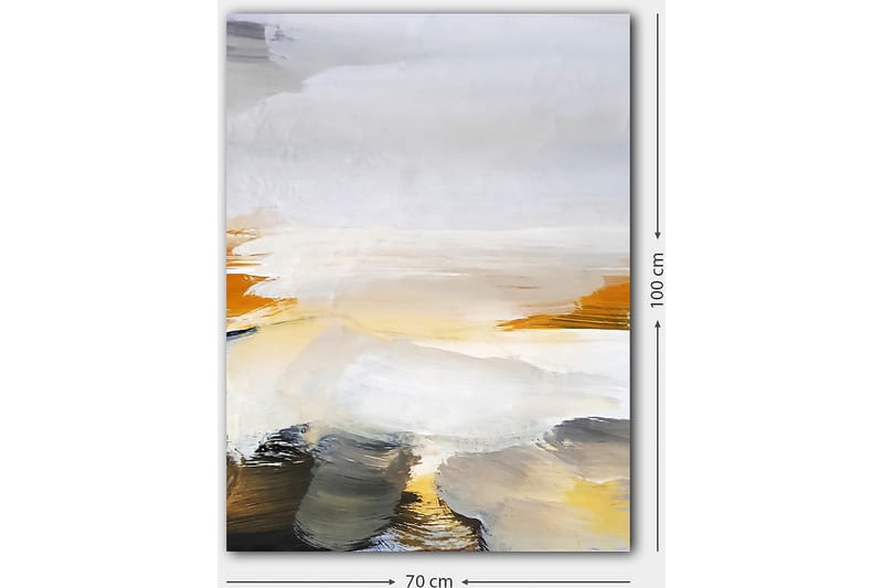 Lerretsbilde 70x100 cm - Abstrakt landskap med myke fargeoverganger og lyse toner - Grå / Hvit / Gul - Innredning - Bilder & kunst - Lerretsbilder