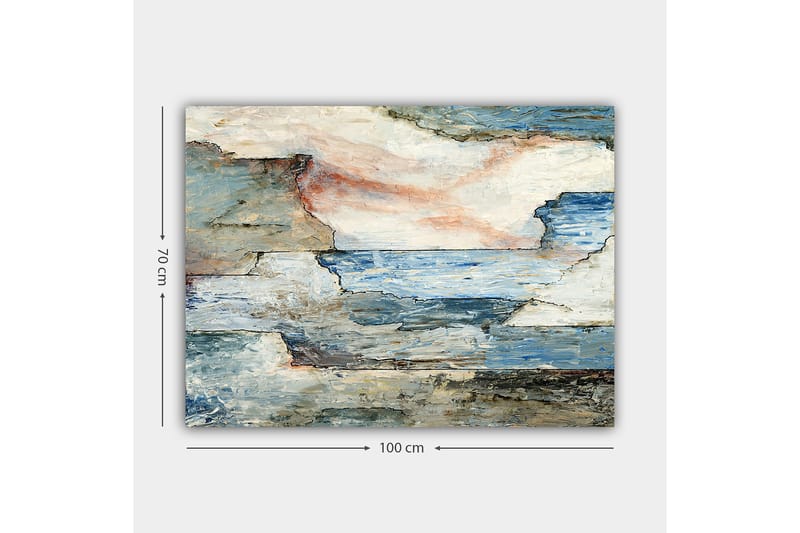 Lerretsbilde 70x100 cm - Abstrakt landskap med myke linjer og harmoniske fargeoverganger som skildrer hav og himmel - Blå / Grå / Hvit - Innredning - Bilder & kunst - Lerretsbilder