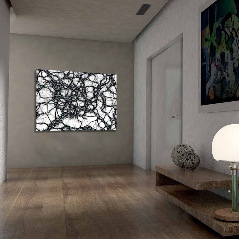 Lerretsbilde 70x100 cm - Abstrakt nettverk av ord som uttrykker følelser og tanker - Svart / Lyseblå / Hvit - Innredning - Bilder & kunst - Lerretsbilder