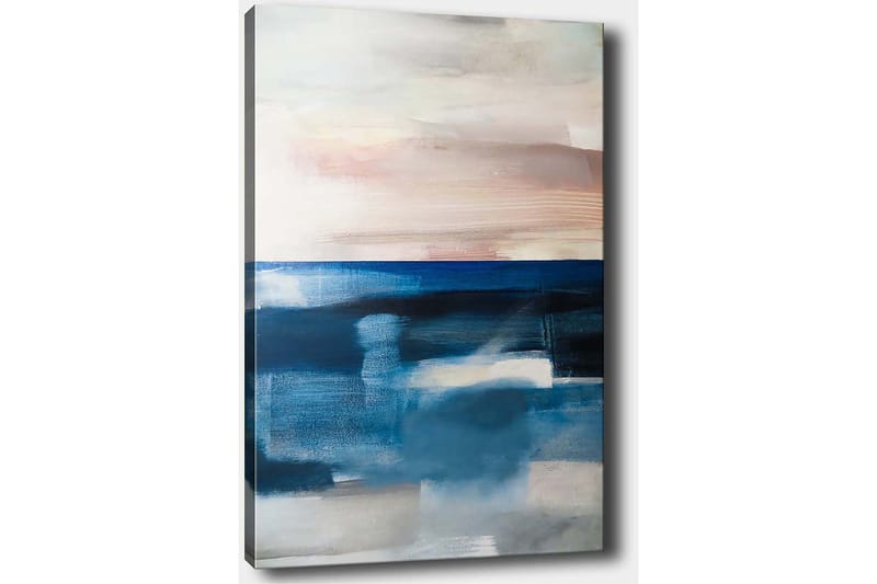 Lerretsbilde 70x100 cm - Abstrakt sjølandskap med myke fargeoverganger - Mørk blå / Lys blå / Grå - Innredning - Bilder & kunst - Lerretsbilder