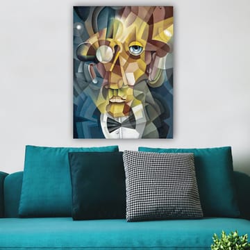 Lerretsbilde 70x100 cm - Abstrakt portrett av en mann i elegant dress og et uttrykksfullt utseende - Gull / Blå / Beige - Innredning - Bilder & kunst - Lerretsbilder