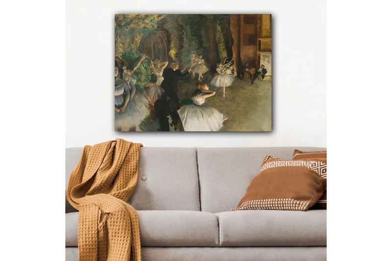 Lerretsbilde 70x100 cm - Ballettforestilling med dansende ballerinaer i fokus - Hvit / Grønn / Brun - Innredning - Bilder & kunst - Lerretsbilder