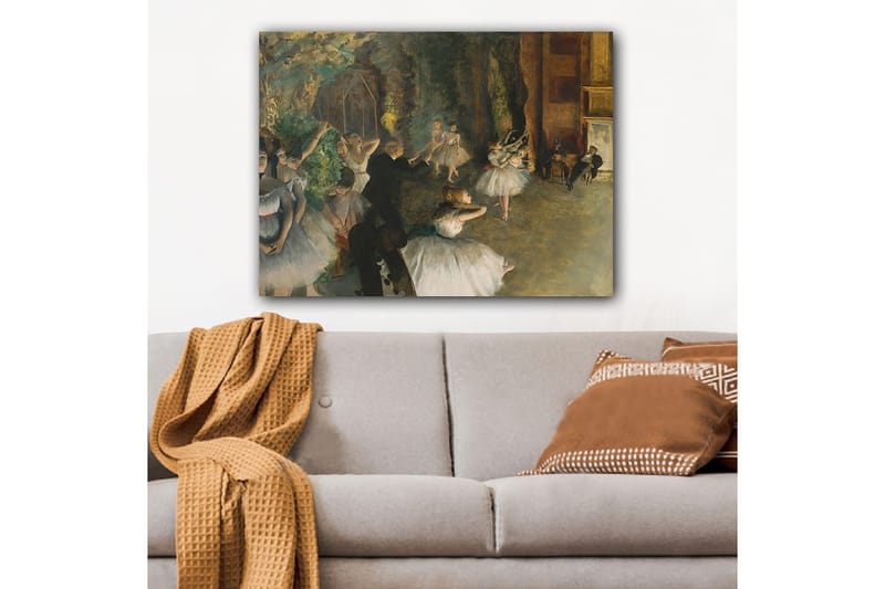 Lerretsbilde 70x100 cm - Ballettforestilling med dansende ballerinaer i fokus - Hvit / Grønn / Brun - Innredning - Bilder & kunst - Lerretsbilder