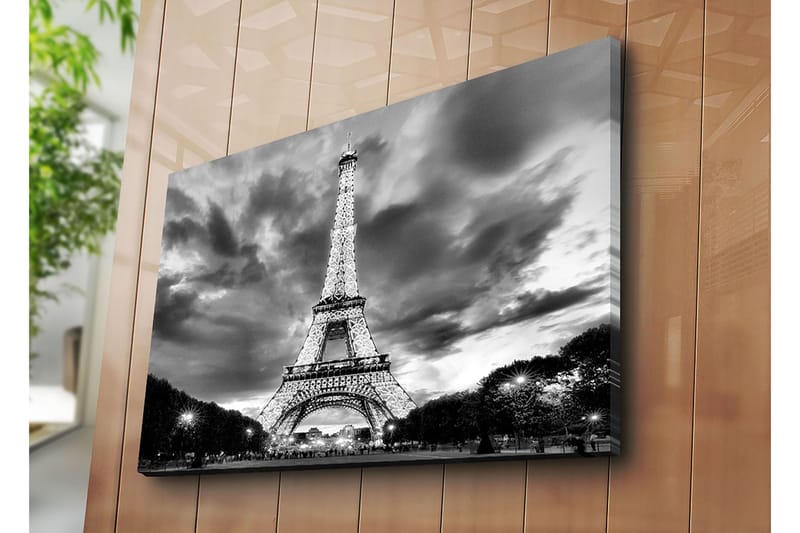 Lerretsbilde 70x100 cm - Eiffeltårnet i en dramatisk svart-hvitt-komposisjon - Svart / Hvit / Grå - Innredning - Bilder & kunst - Lerretsbilder