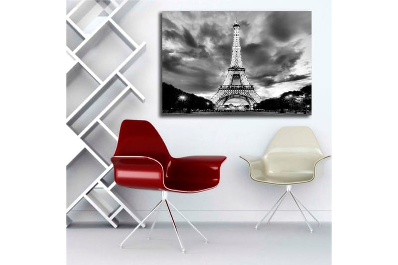 Lerretsbilde 70x100 cm - Eiffeltårnet i en dramatisk svart-hvitt-komposisjon - Svart / Hvit / Grå - Innredning - Bilder & kunst - Lerretsbilder