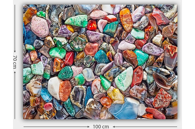 Lerretsbilde 70x100 cm - Fargerik samling av slipte steiner og edelstener - Grønn / Rød / Lilla - Innredning - Bilder & kunst - Lerretsbilder