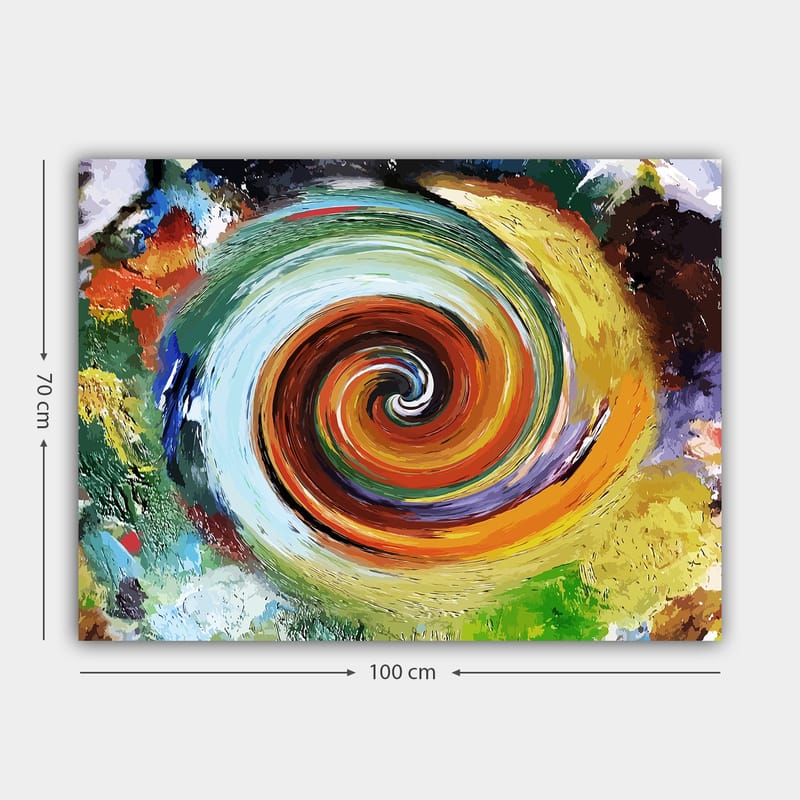 Lerretsbilde 70x100 cm - Fargerik virvel som skaper en følelse av bevegelse og dynamikk - Grønn / Oransje / Rød - Innredning - Bilder & kunst - Lerretsbilder