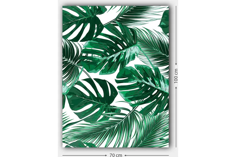 Lerretsbilde 70x100 cm - Frodige palmeblader i forskjellige former og størrelser - Mørkegrønn / Lysegrønn - Innredning - Bilder & kunst - Lerretsbilder