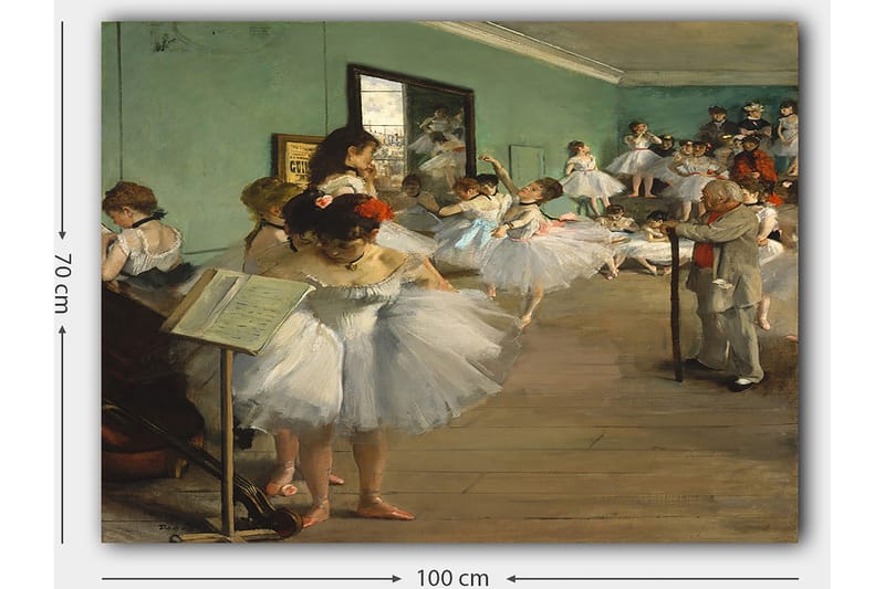 Lerretsbilde 70x100 cm - Gruppe ballerinaer som øver i en dansesal - Hvit / Lys blå / Grønn - Innredning - Bilder & kunst - Lerretsbilder