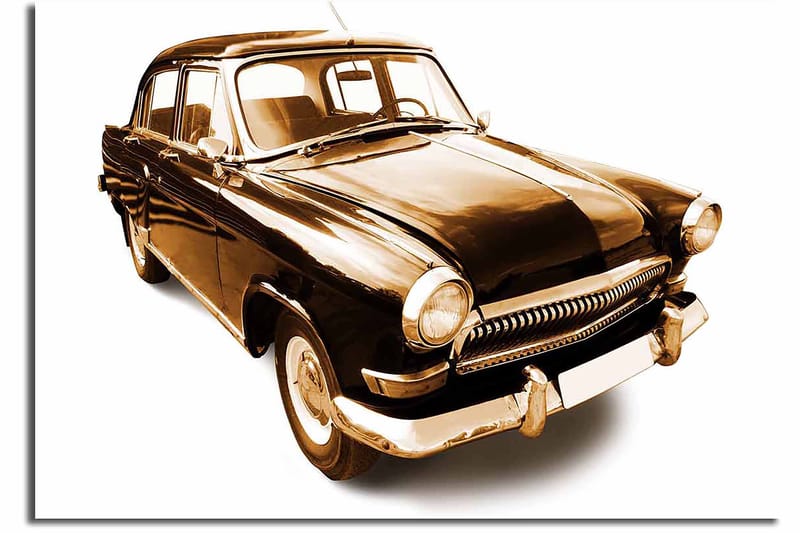 Lerretsbilde 70x100 cm - Klassisk bil i svarte og gulltoner - Svart / Gull - Innredning - Bilder & kunst - Lerretsbilder