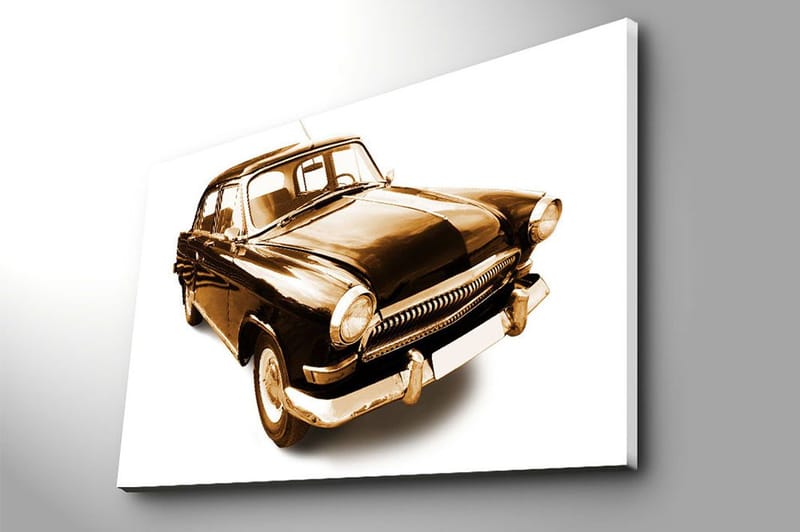 Lerretsbilde 70x100 cm - Klassisk bil i svarte og gulltoner - Svart / Gull - Innredning - Bilder & kunst - Lerretsbilder