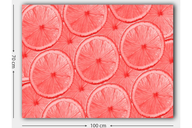 Lerretsbilde 70x100 cm - Mønster av skiver av sitrusfrukter i lyse nyanser - Lys rosa / Korall - Innredning - Bilder & kunst - Lerretsbilder