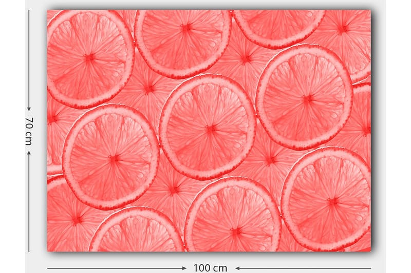 Lerretsbilde 70x100 cm - Mønster av skiver av sitrusfrukter i lyse nyanser - Lys rosa / Korall - Innredning - Bilder & kunst - Lerretsbilder